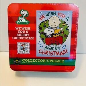 Peanuts Gang We Wish You A Merry Christmas 550 Piece Collector's Puzzle In Tin
